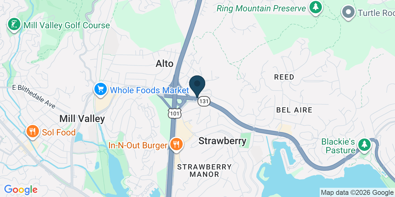 Map showing Strawberry, Marin County, CA