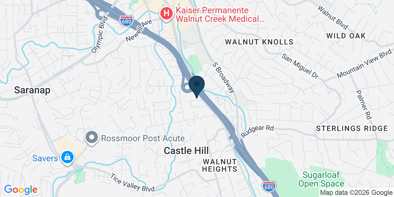 Map showing Walnut Creek, Contra Costa County, CA