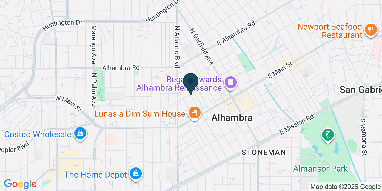 Map showing Alhambra, Los Angeles County, CA