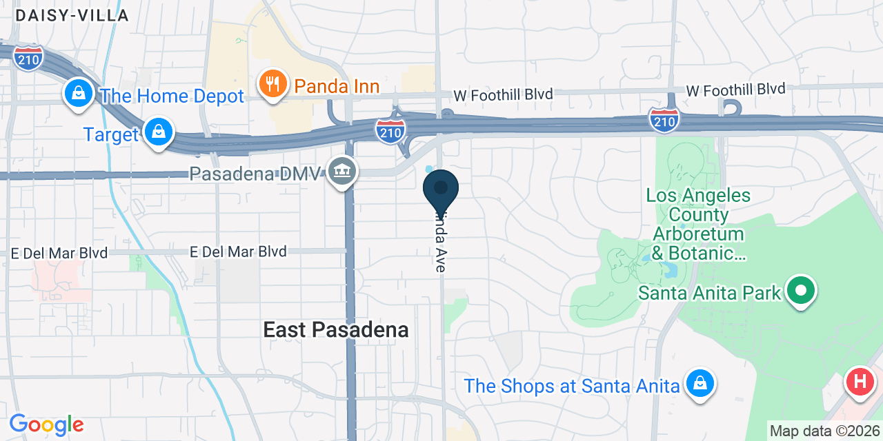 Map showing East Pasadena, Los Angeles County, CA