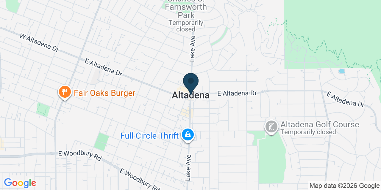 Map showing Altadena, Los Angeles County, CA