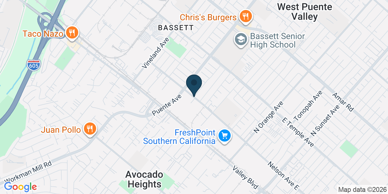 Map showing La Puente, Los Angeles County, CA