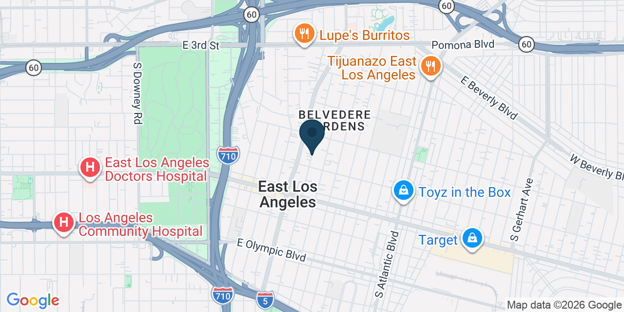 Map showing East Los Angeles, Los Angeles County, CA