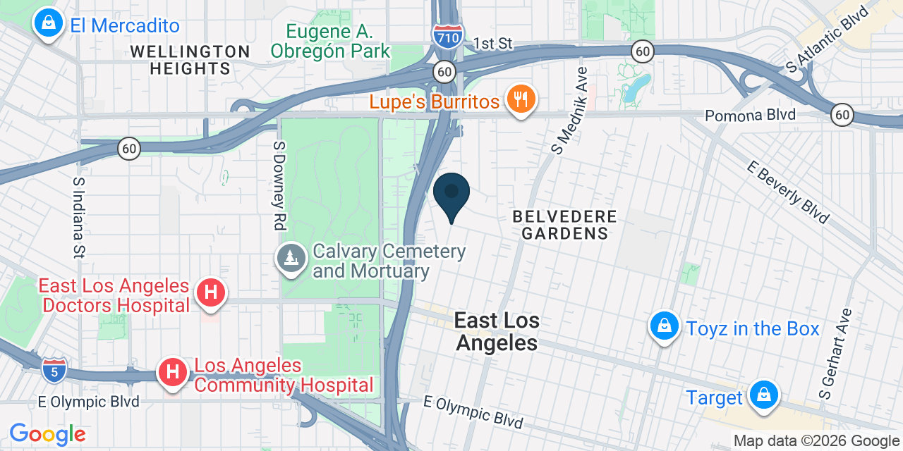 Map showing East Los Angeles, Los Angeles County, CA