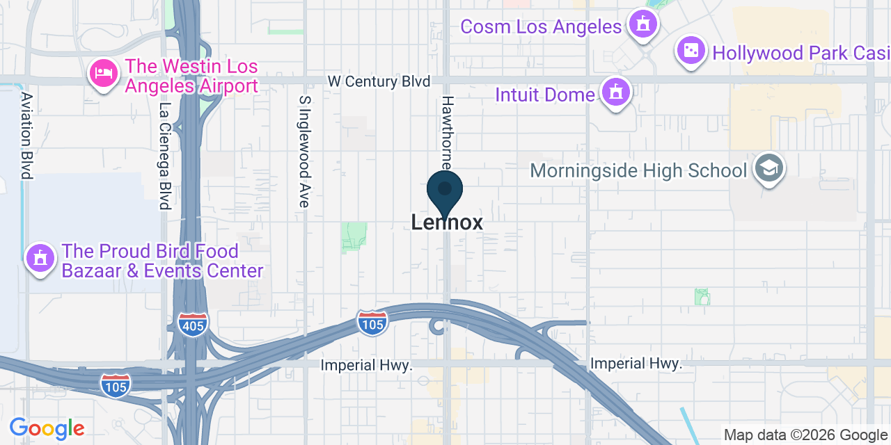 Map showing Lennox, Los Angeles County, CA