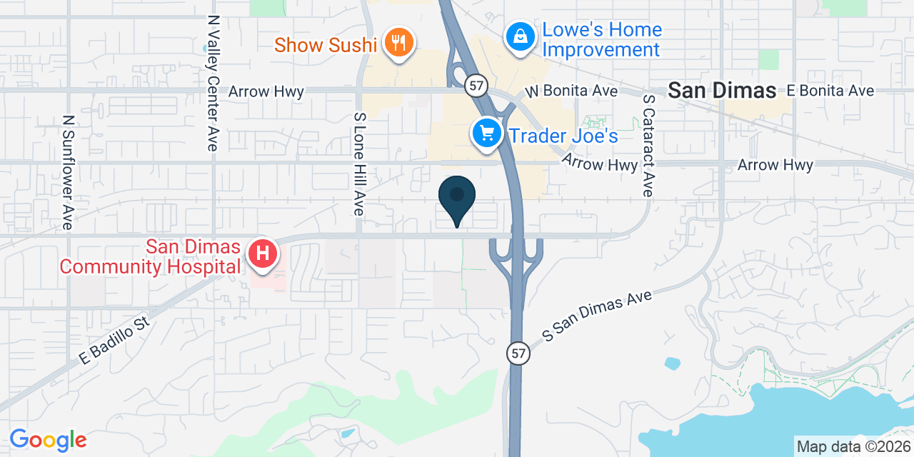 Map showing San Dimas, Los Angeles County, CA