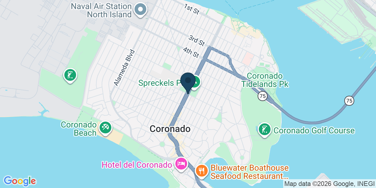 Map showing Coronado, San Diego County, CA