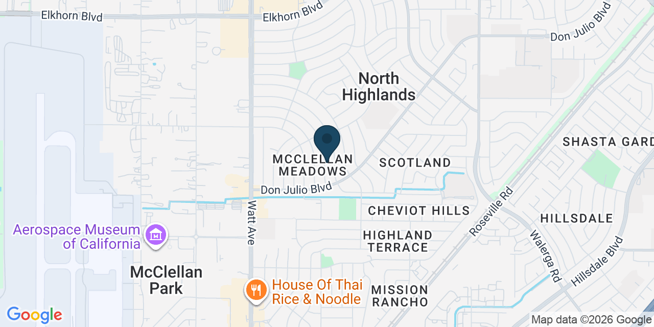 Map showing North Highlands, Sacramento County, CA