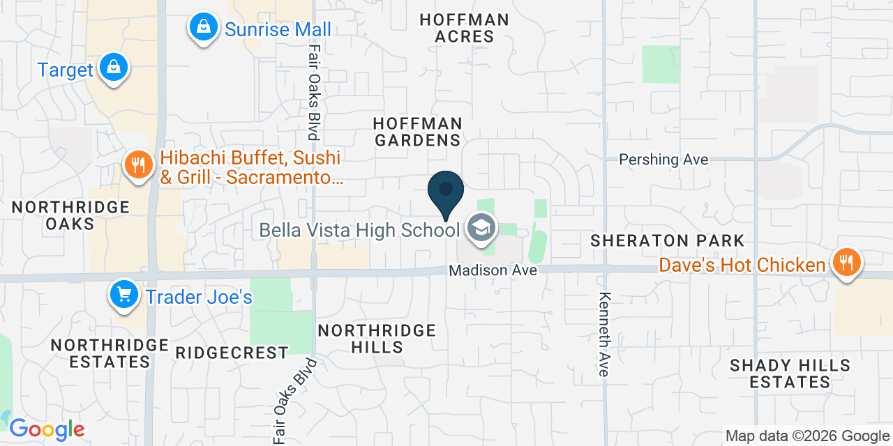 Map showing Fair Oaks, Sacramento County, CA