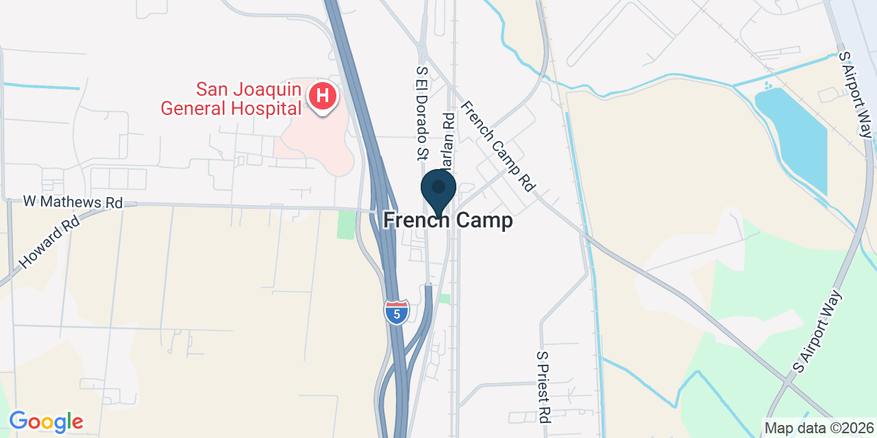 Map showing French Camp, San Joaquin County, CA