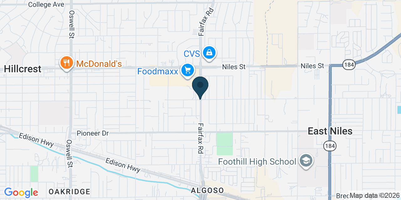 Map showing East Niles, Kern County, CA