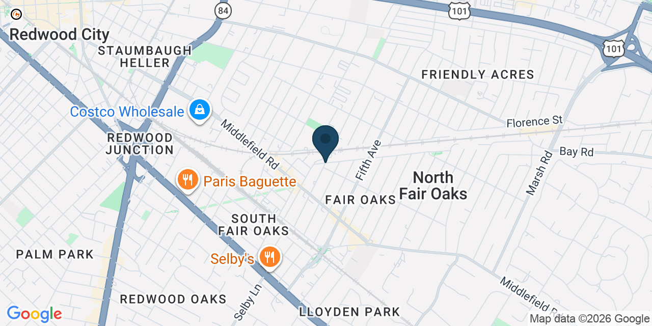 Map showing North Fair Oaks, San Mateo County, CA