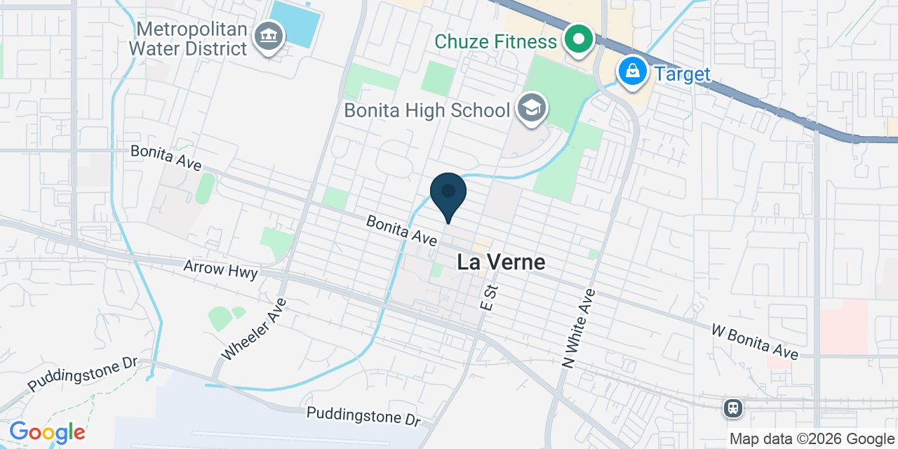 Map showing La Verne, Los Angeles County, CA