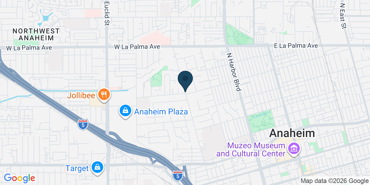 Map showing Anaheim, Orange County, CA