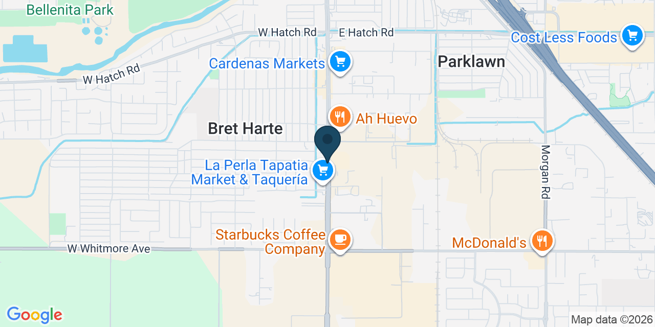Map showing Bret Harte, Stanislaus County, CA