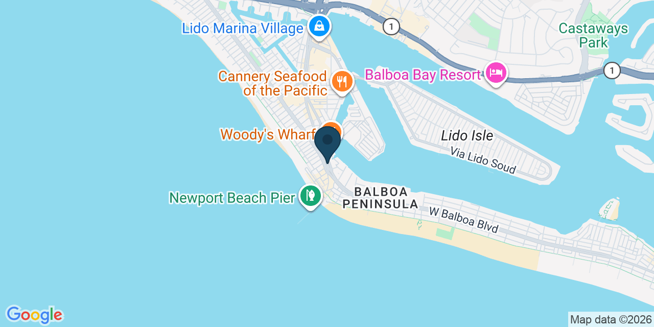 Map showing Newport Beach, Orange County, CA