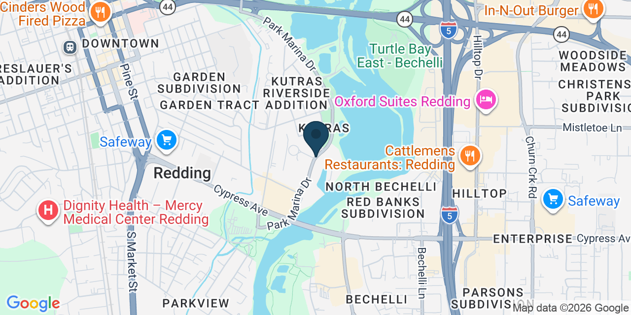 Map showing Redding, Shasta County, CA