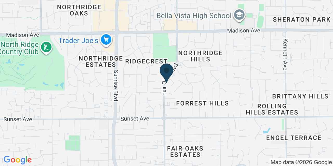 Map showing Fair Oaks, Sacramento County, CA