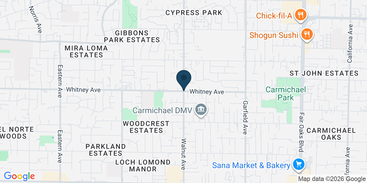 Map showing Carmichael, Sacramento County, CA