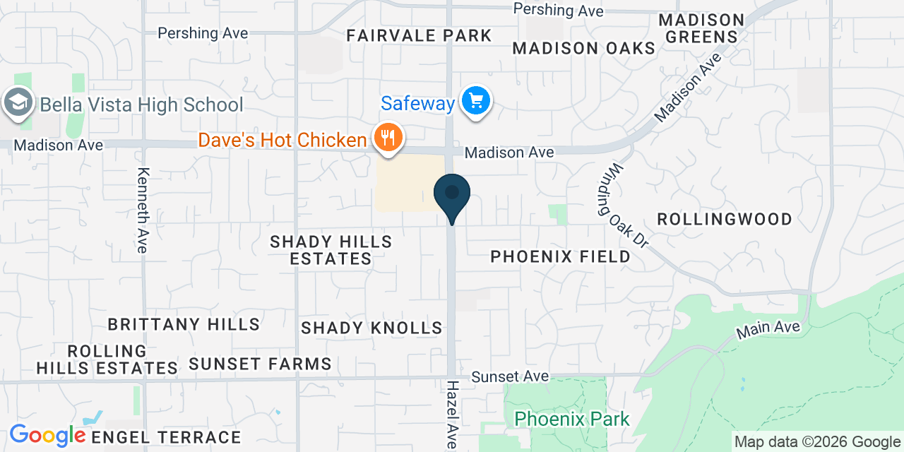 Map showing Fair Oaks, Sacramento County, CA