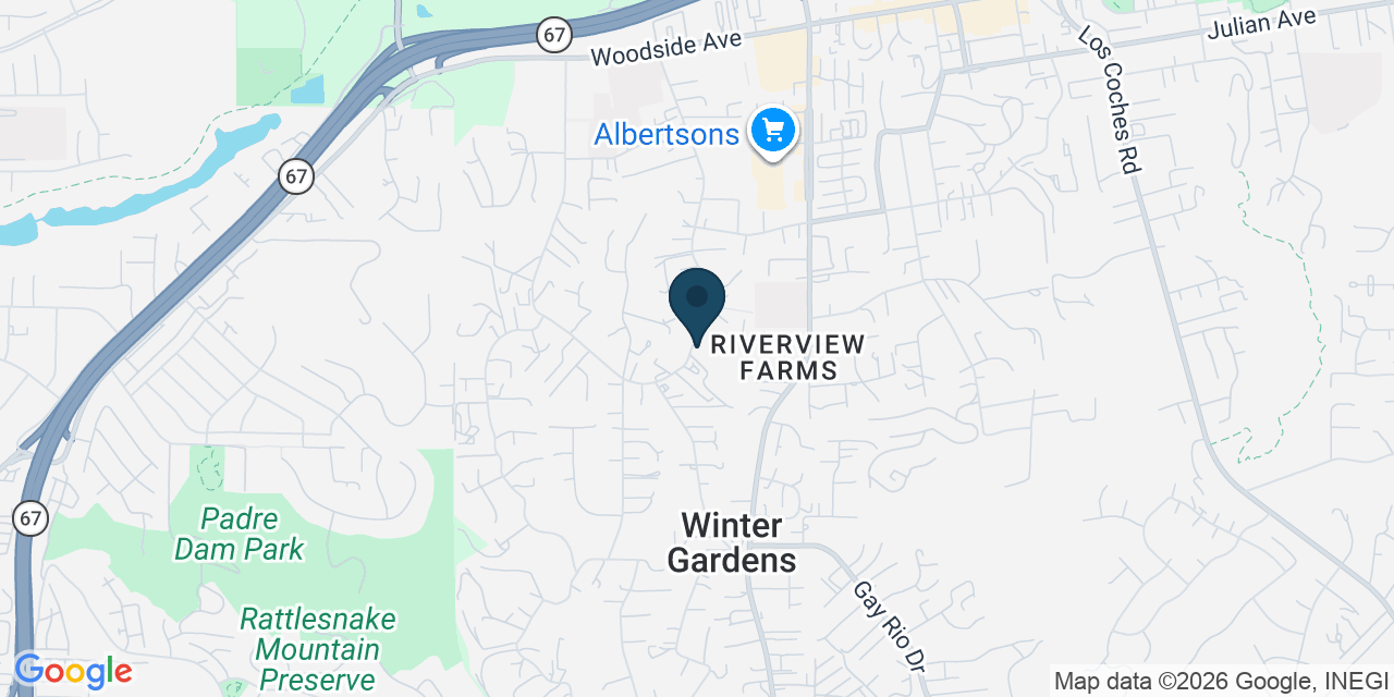 Map showing Lakeside, San Diego County, CA