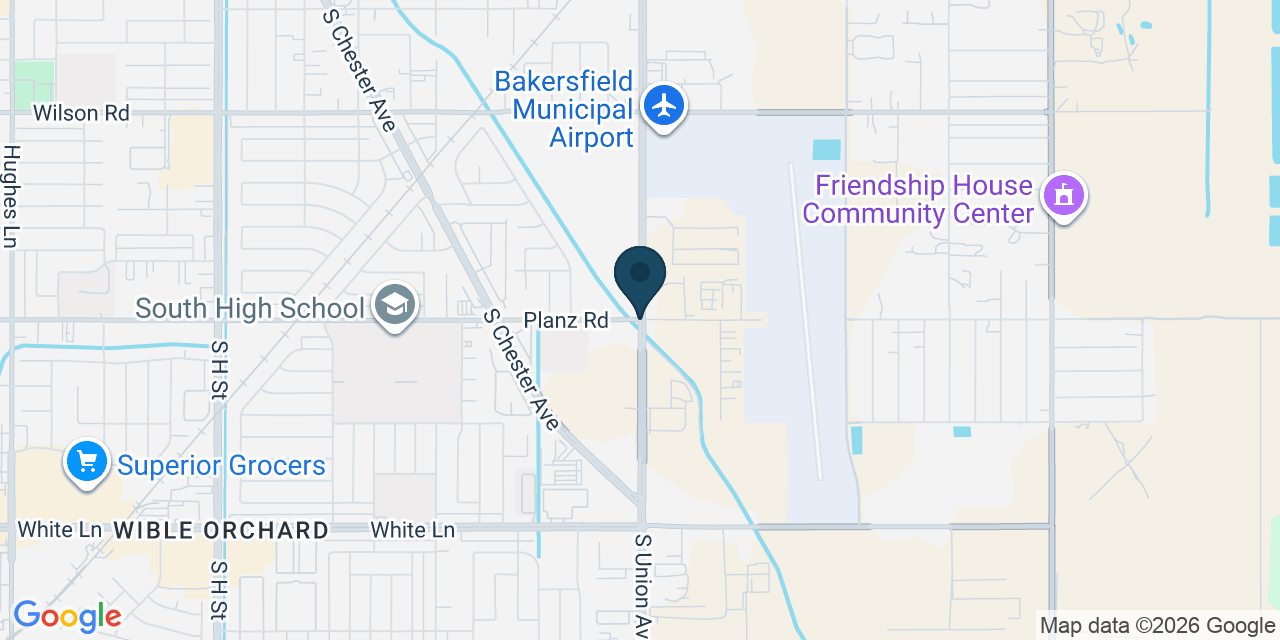 Map showing Bakersfield, Kern County, CA