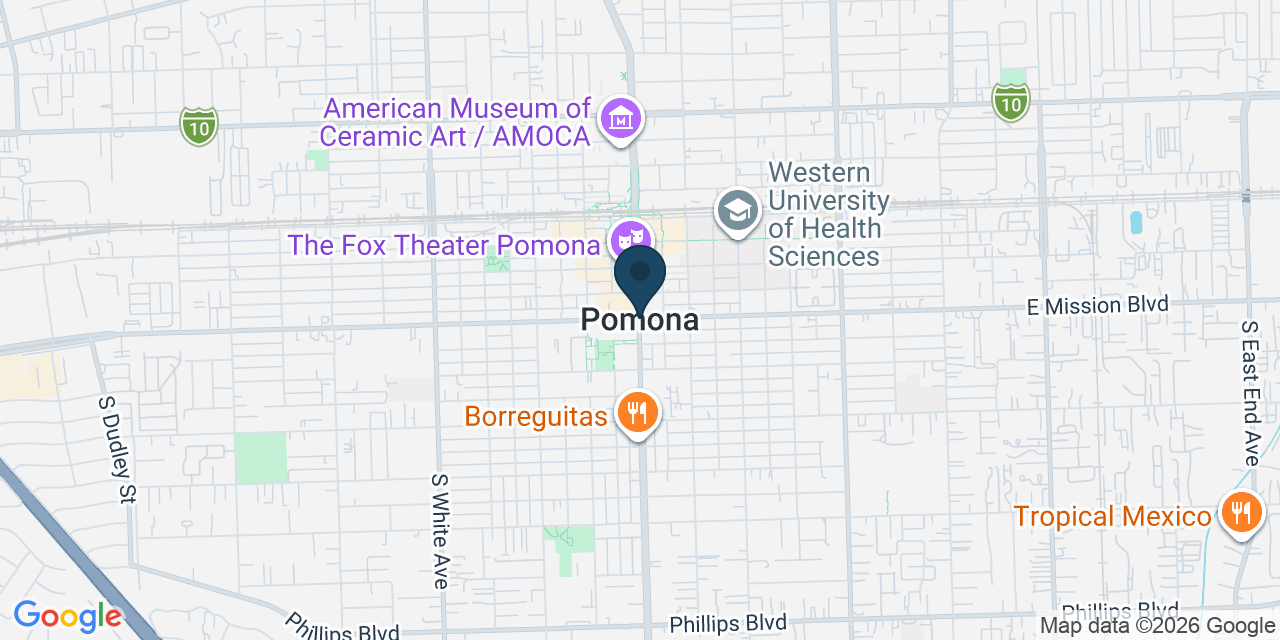 Map showing Pomona, Los Angeles County, CA