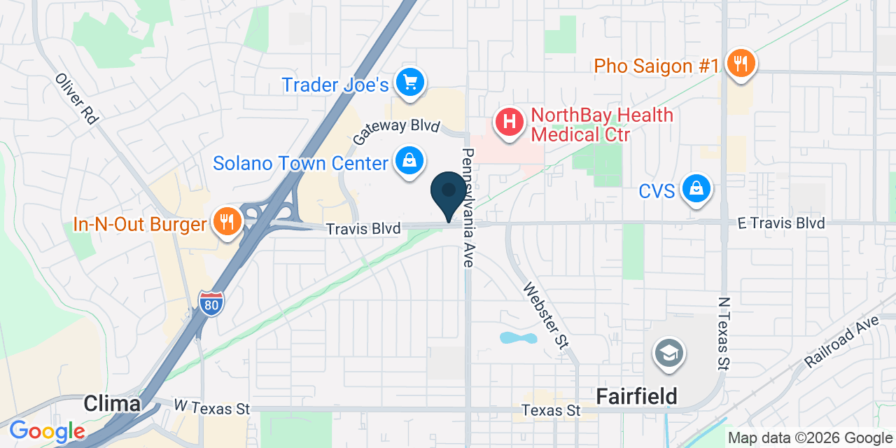 Map showing Fairfield, Solano County, CA