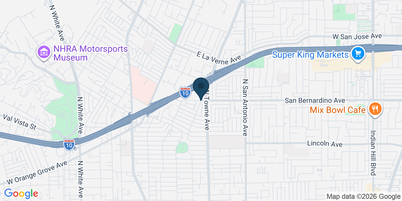 Map showing Pomona, Los Angeles County, CA