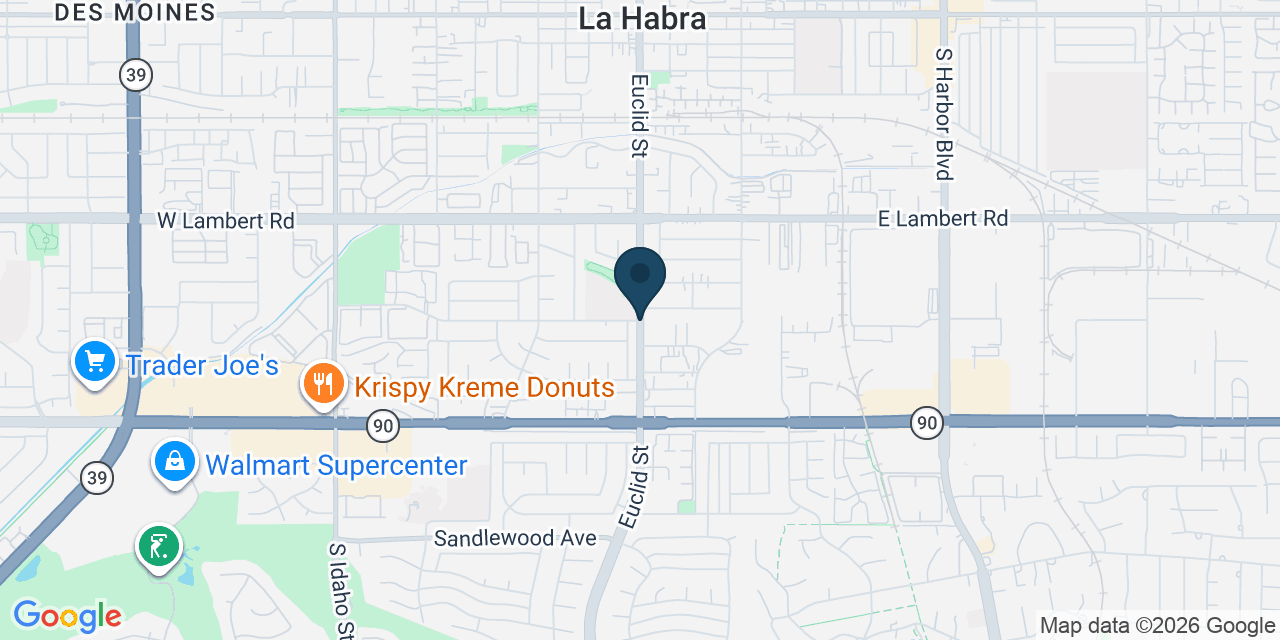 Map showing La Habra, Orange County, CA