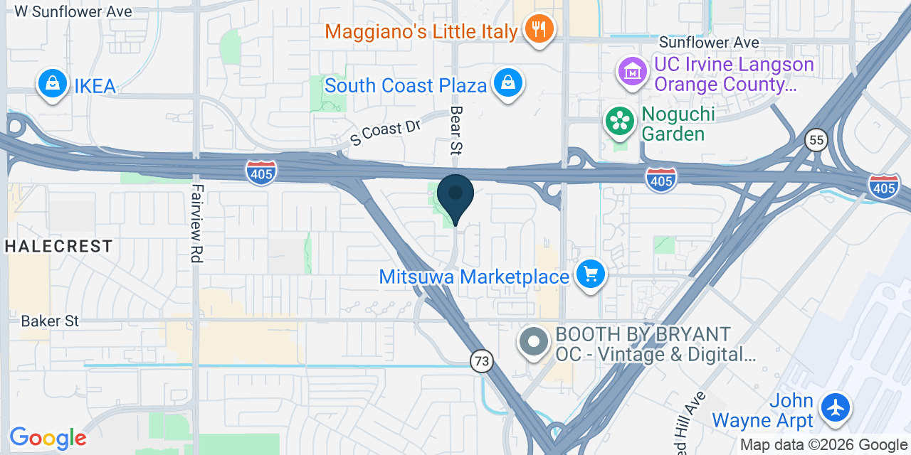 Map showing Costa Mesa, Orange County, CA