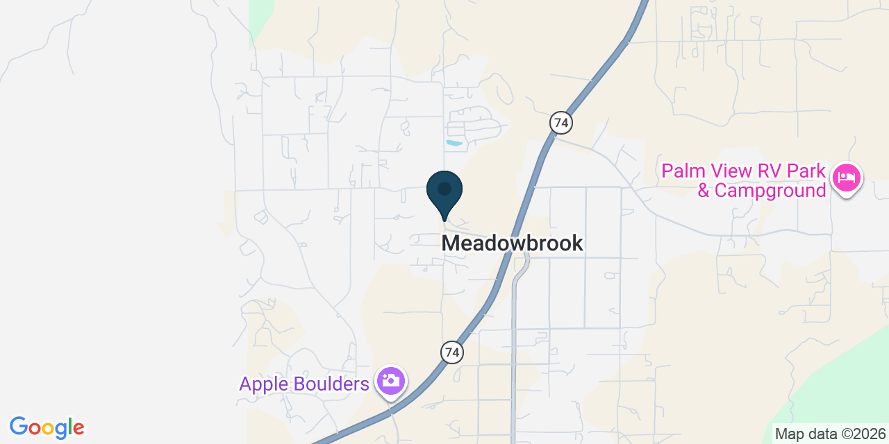 Map showing Meadowbrook, Riverside County, CA