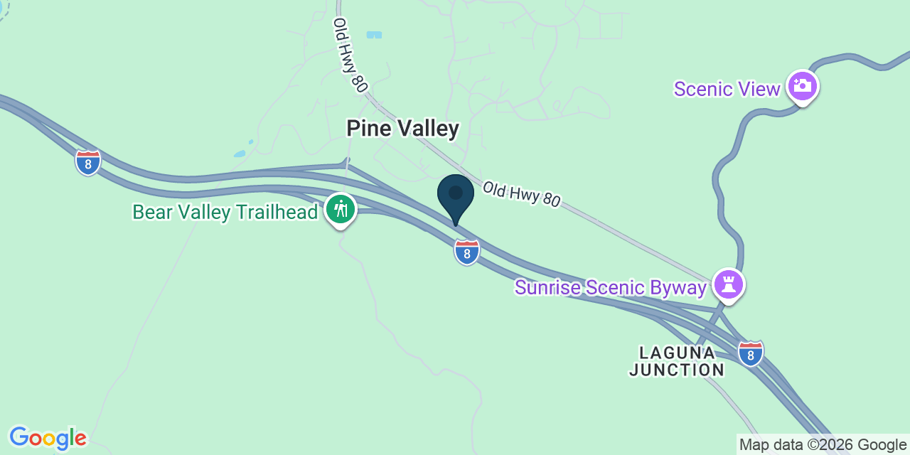Map showing Pine Valley, San Diego County, CA