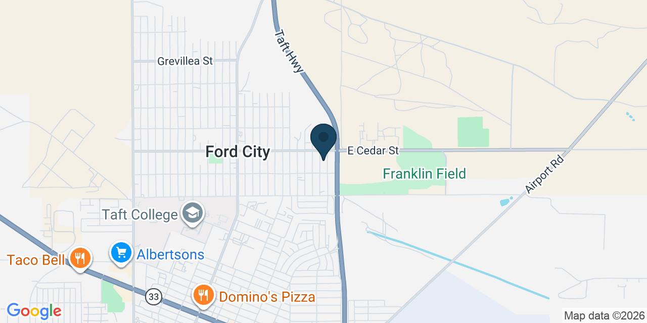 Map showing Taft, Kern County, CA