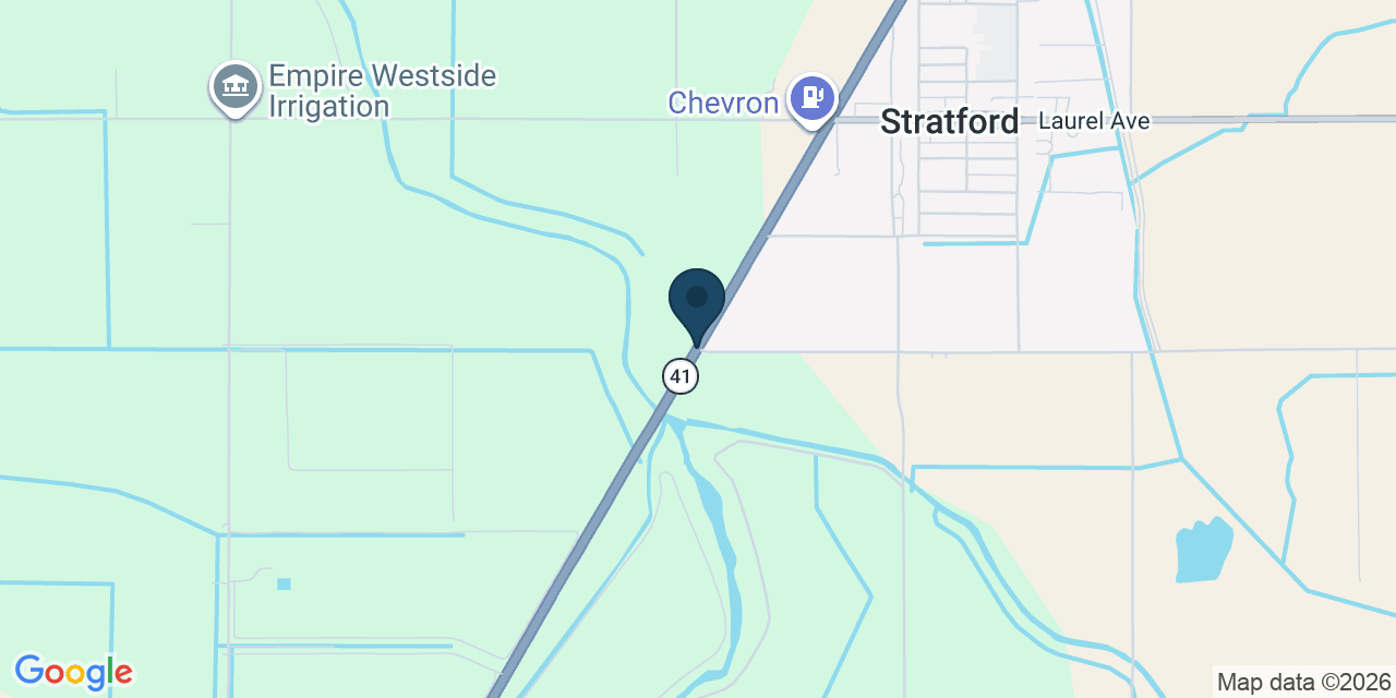 Map showing Stratford, Kings County, CA