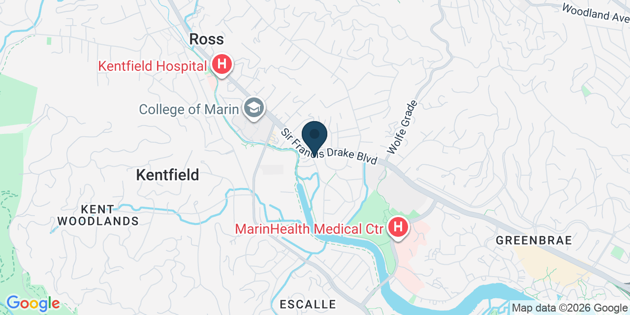 Map showing Kentfield, Marin County, CA
