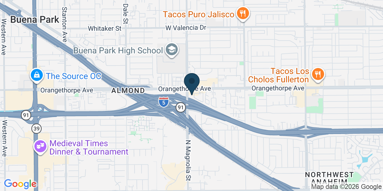 Map showing Fullerton, Orange County, CA
