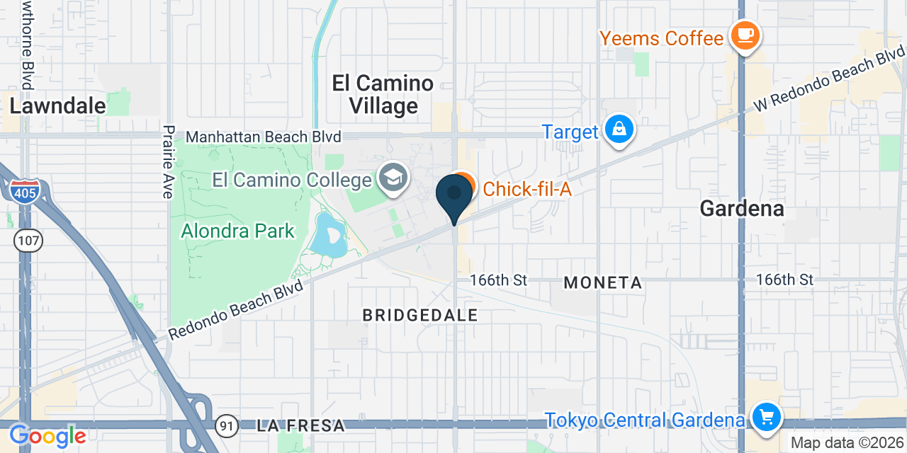 Map showing El Camino Village, Los Angeles County, CA