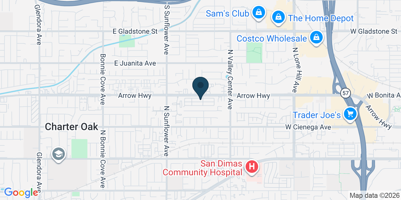 Map showing Covina, Los Angeles County, CA