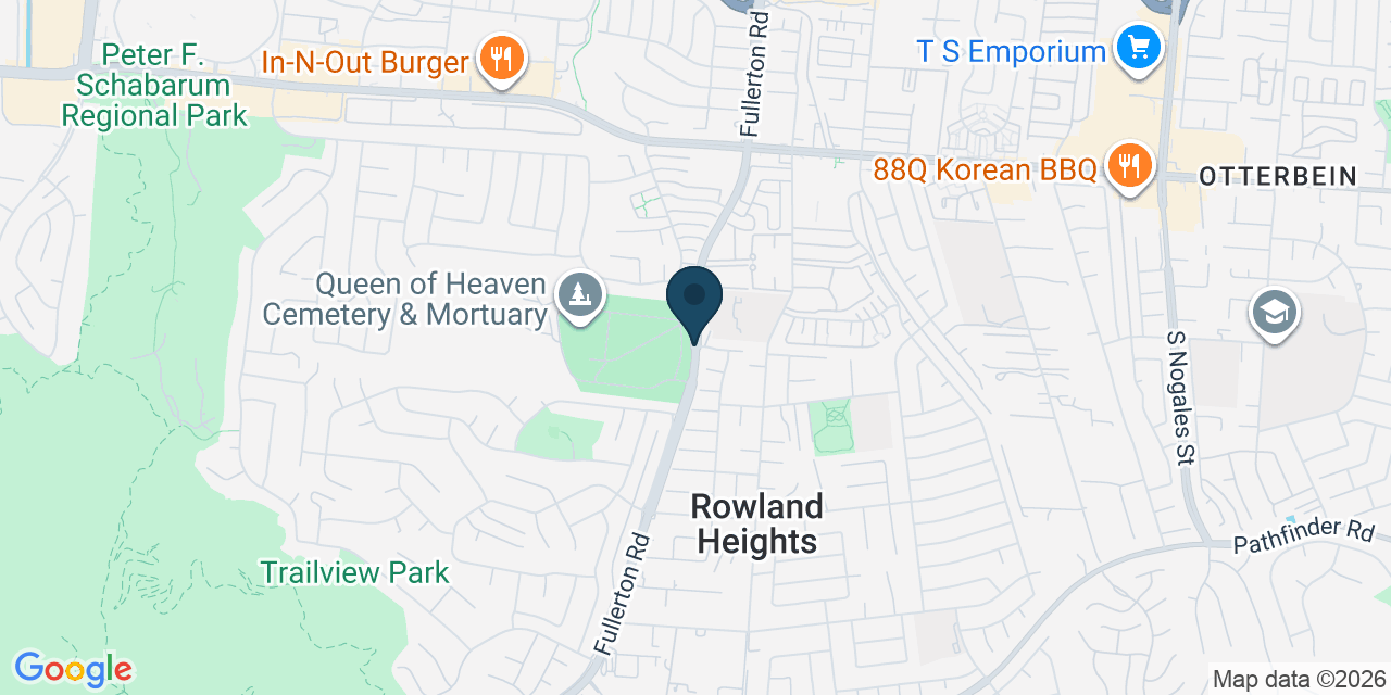 Map showing Rowland Heights, Los Angeles County, CA