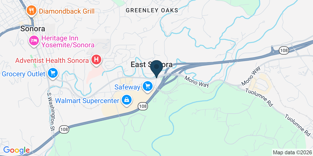 Map showing Tuolumne County, CA