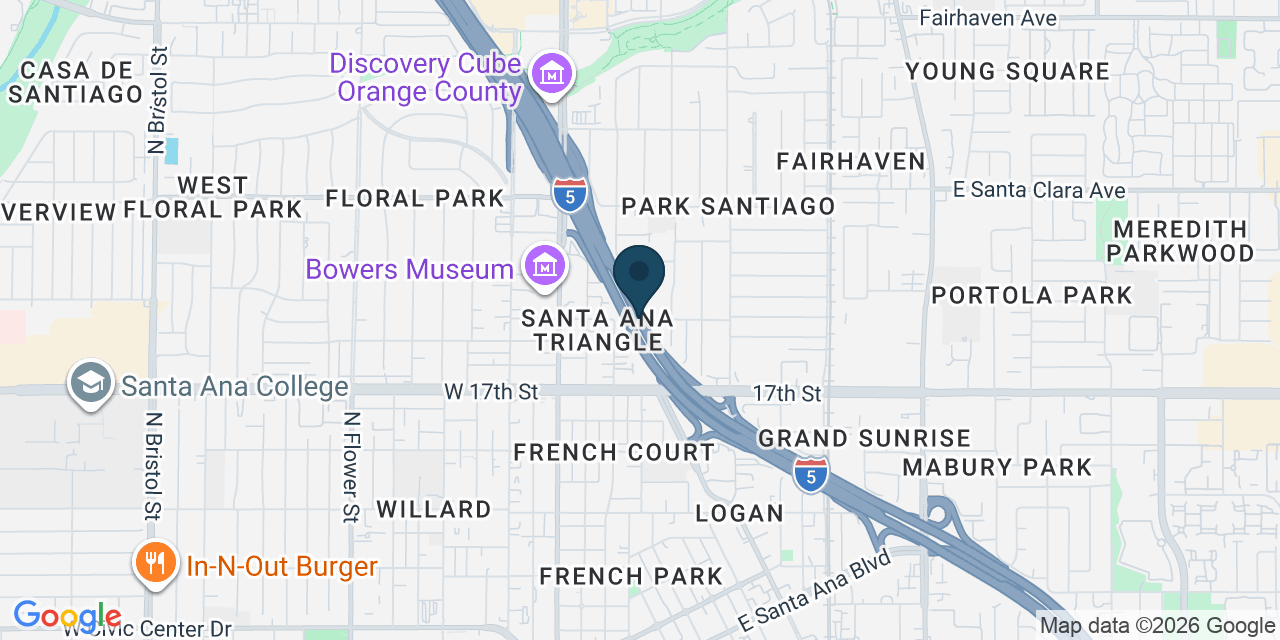 Map showing Santa Ana, Orange County, CA