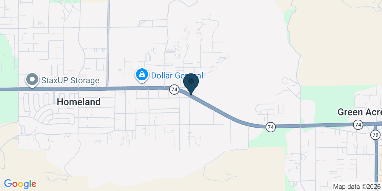 Map showing Homeland, Riverside County, CA