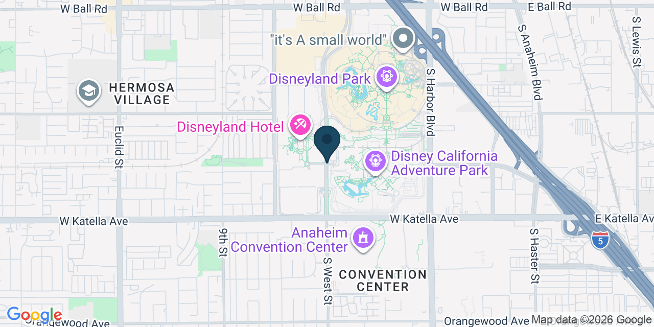 Map showing Anaheim, Orange County, CA