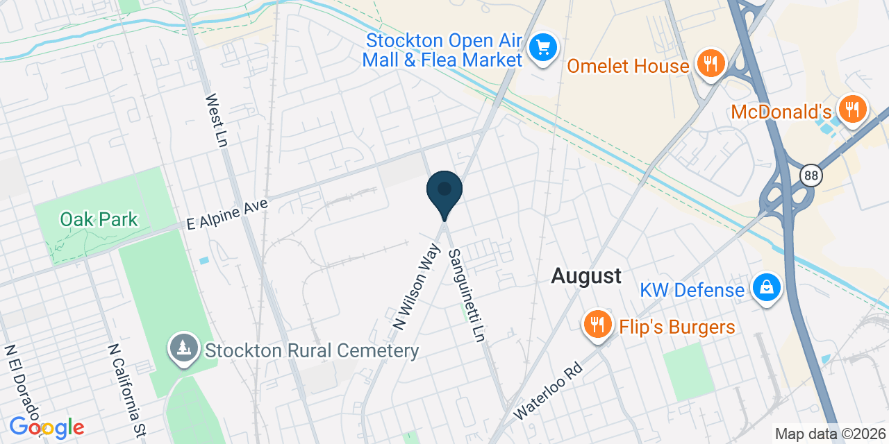 Map showing August, San Joaquin County, CA