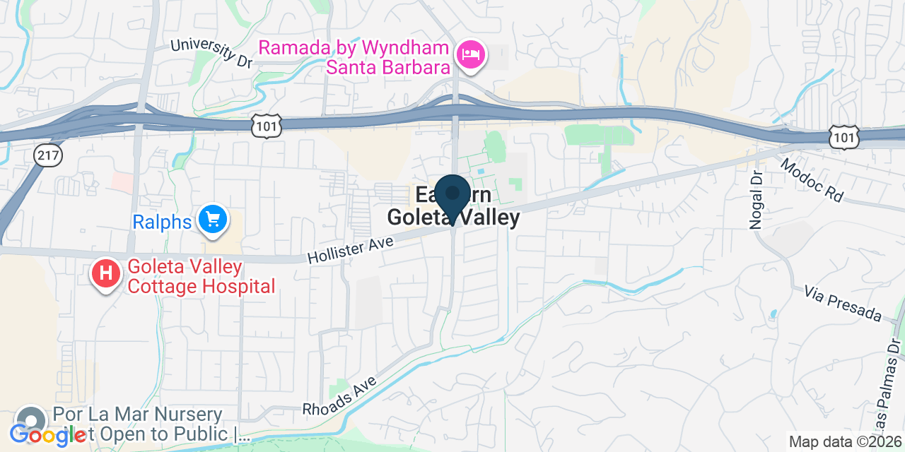 Map showing Eastern Goleta Valley, Santa Barbara County, CA