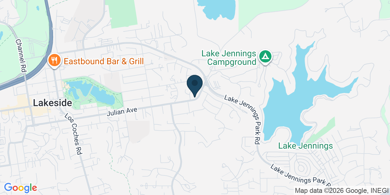 Map showing Lakeside, San Diego County, CA