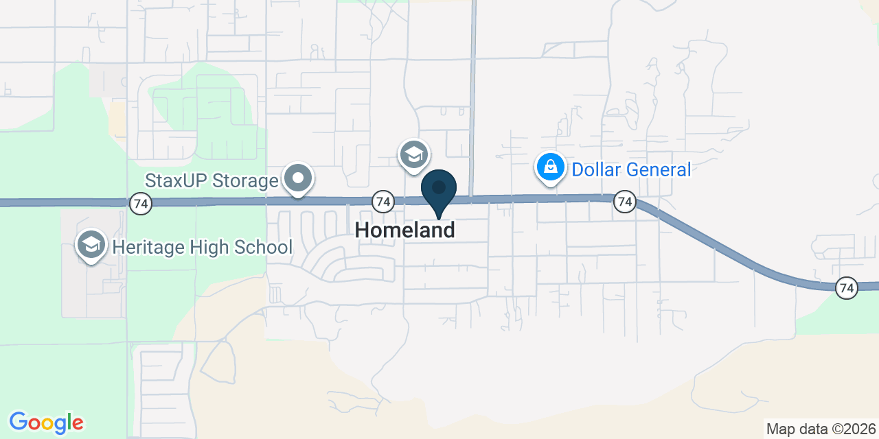 Map showing Homeland, Riverside County, CA