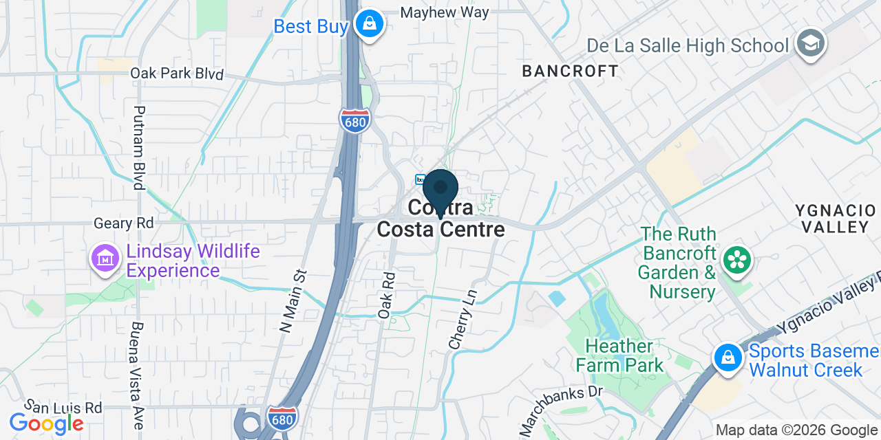 Map showing Contra Costa Centre, Contra Costa County, CA