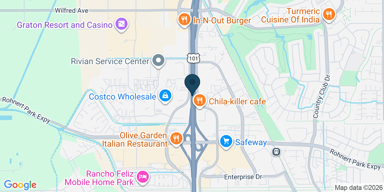 Map showing Rohnert Park, Sonoma County, CA